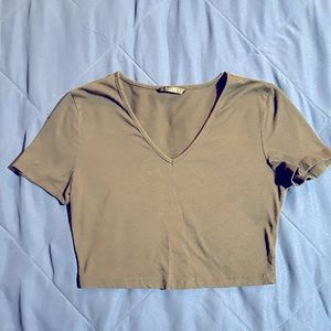 Shein black v-neck crop top